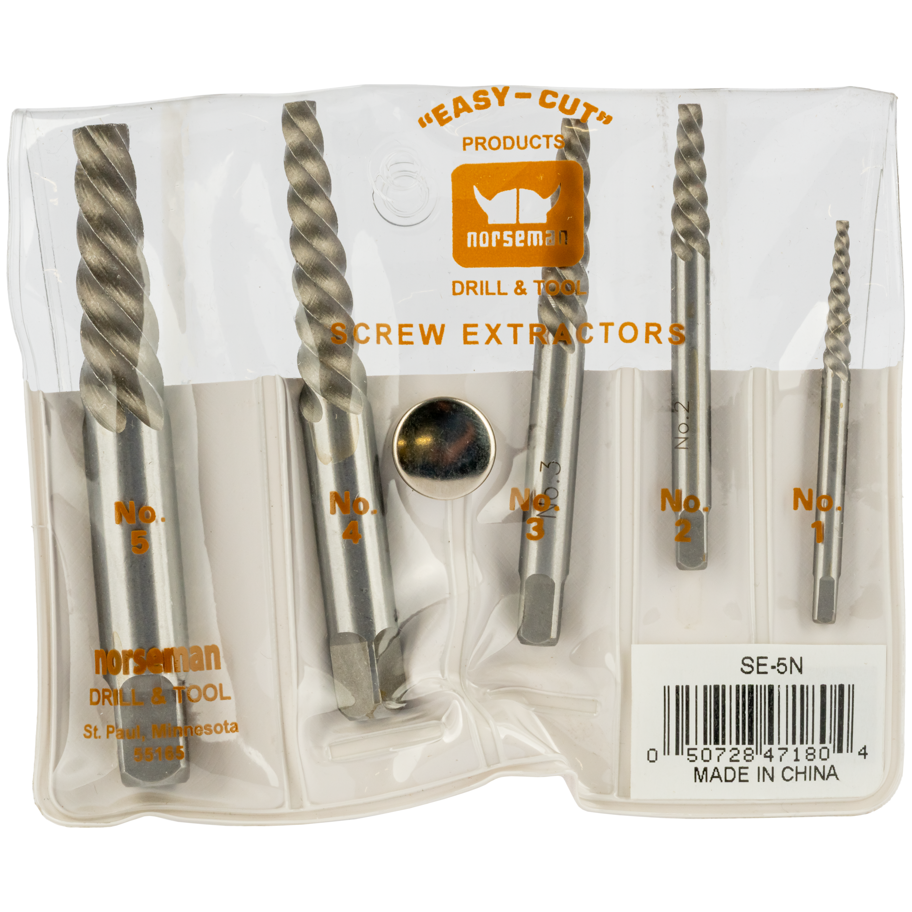 Screw Extractor Set - 5 Piece Spiral Flute - #1-5